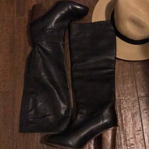 Black Leather tall Boots